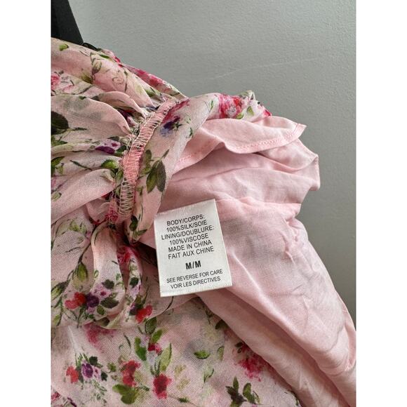 Cami NYC Naira Pink Maxi Dress Silk Floral Tiered Sweetheart Neck Size Medium M - Picture 8 of 9